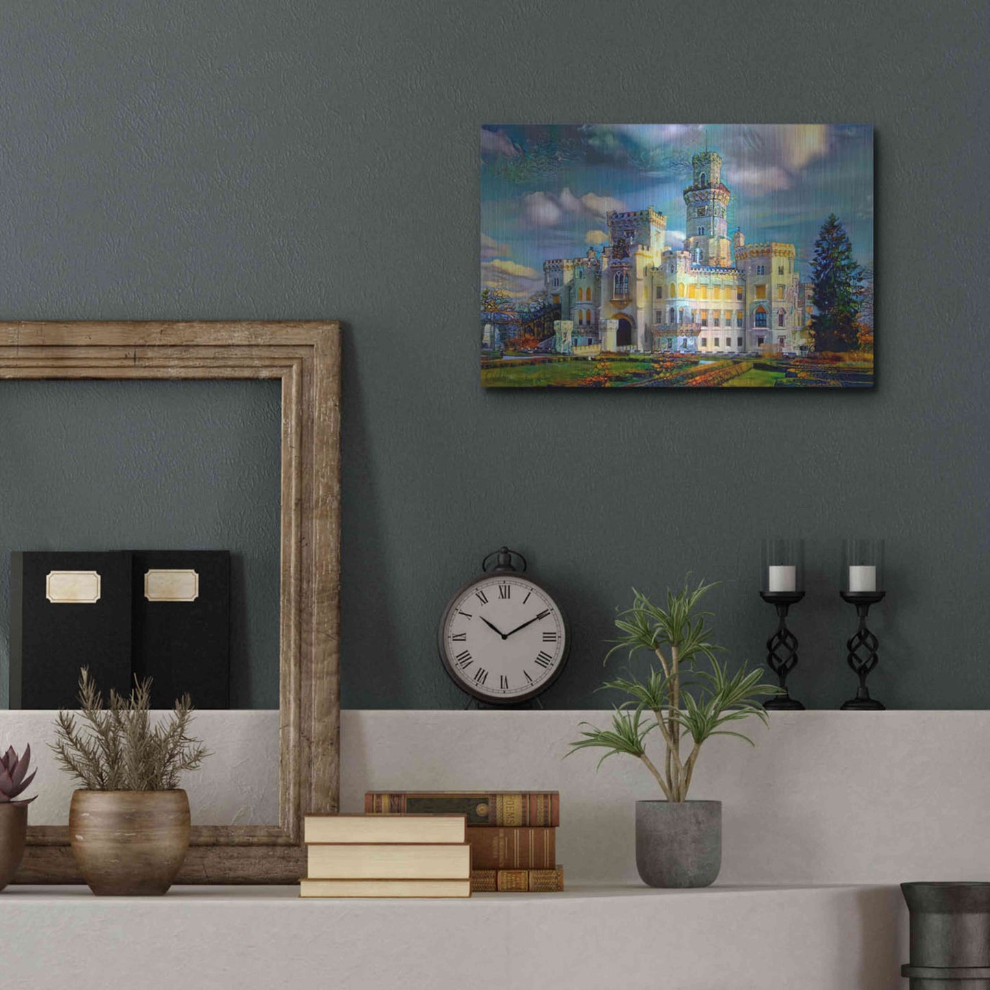 Luxe Metal Art 'Hluboka nad Vltavou Czech Republic Hluboka Castle' by Pedro Gavidia, Metal Wall Art,16x12