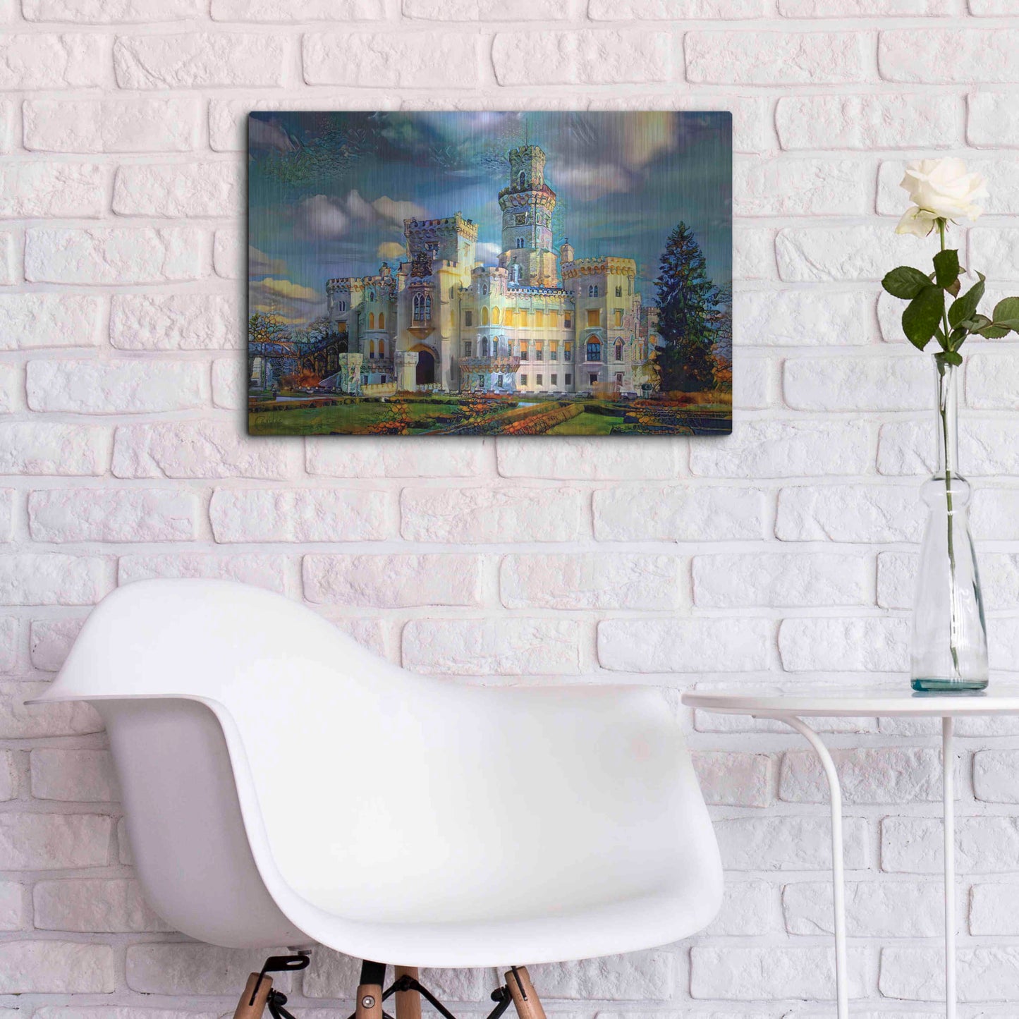 Luxe Metal Art 'Hluboka nad Vltavou Czech Republic Hluboka Castle' by Pedro Gavidia, Metal Wall Art,24x16