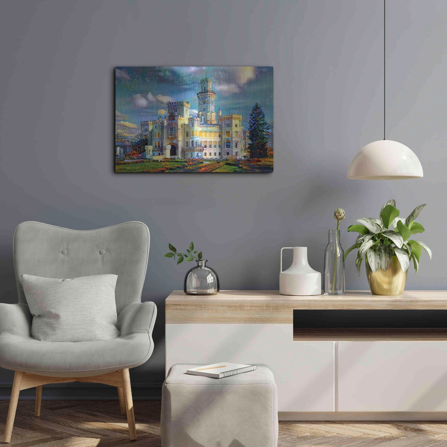 Luxe Metal Art 'Hluboka nad Vltavou Czech Republic Hluboka Castle' by Pedro Gavidia, Metal Wall Art,24x16