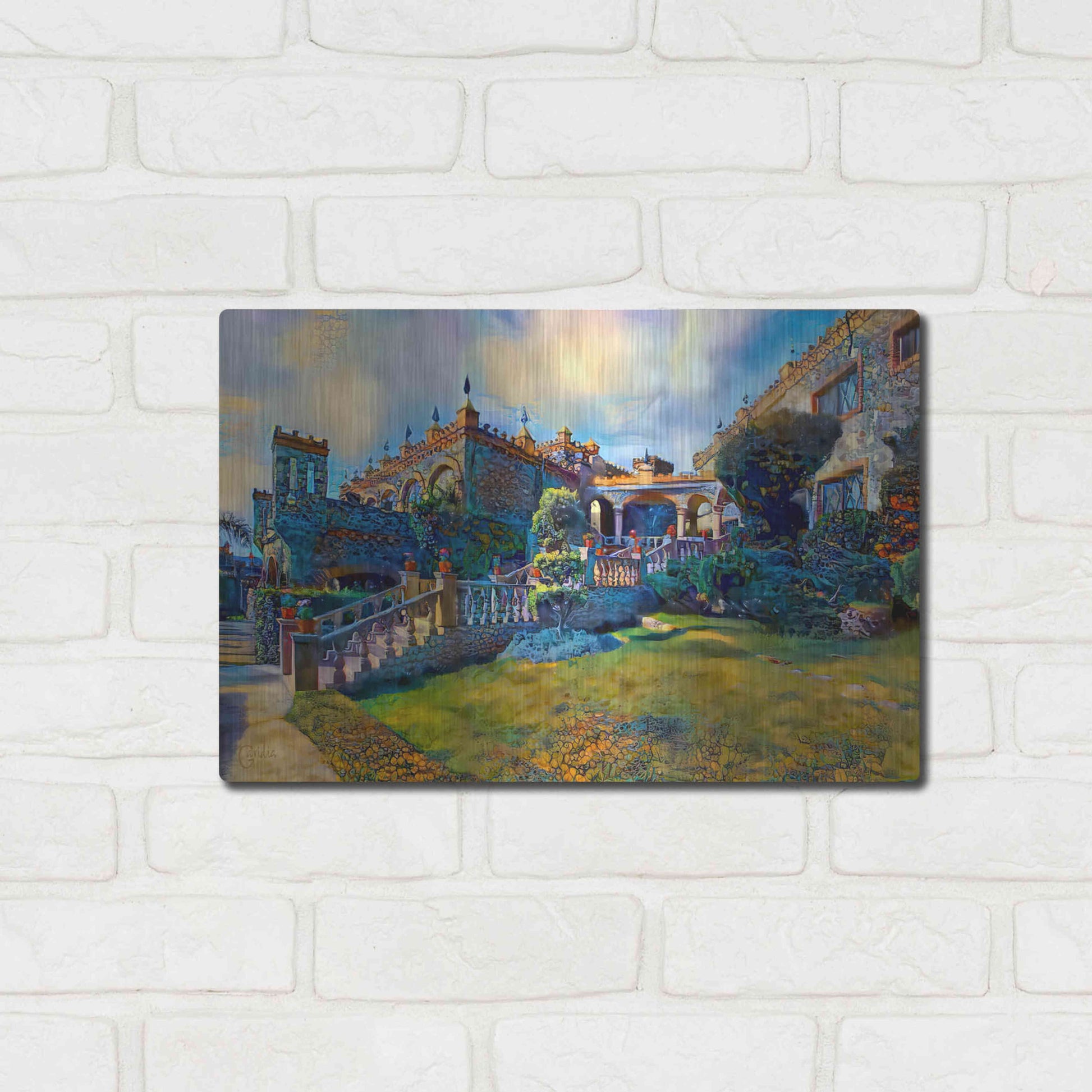 Luxe Metal Art 'Guanajuato Mexico Castillo de Santa Cecilia staircase' by Pedro Gavidia, Metal Wall Art,16x12