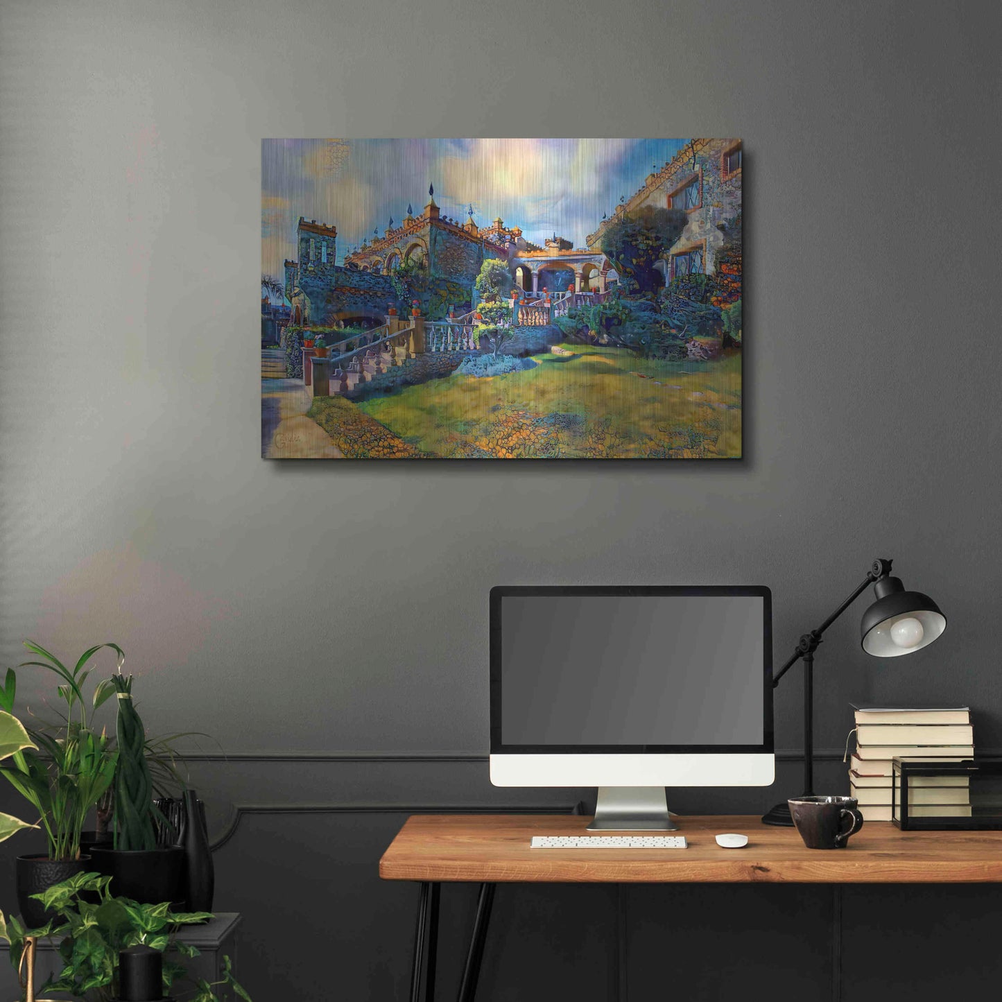 Luxe Metal Art 'Guanajuato Mexico Castillo de Santa Cecilia staircase' by Pedro Gavidia, Metal Wall Art,36x24