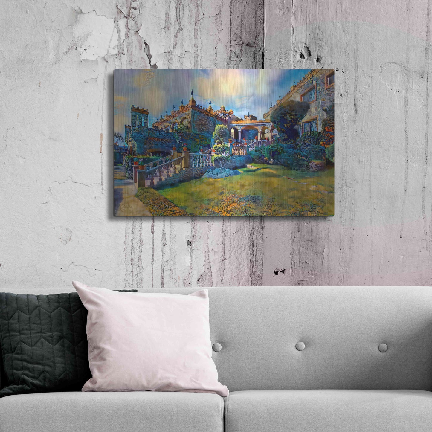 Luxe Metal Art 'Guanajuato Mexico Castillo de Santa Cecilia staircase' by Pedro Gavidia, Metal Wall Art,36x24