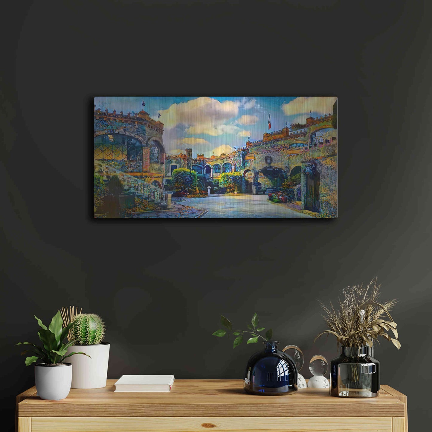 Luxe Metal Art 'Guanajuato Mexico Castillo de Santa Cecilia interior' by Pedro Gavidia, Metal Wall Art,24x12