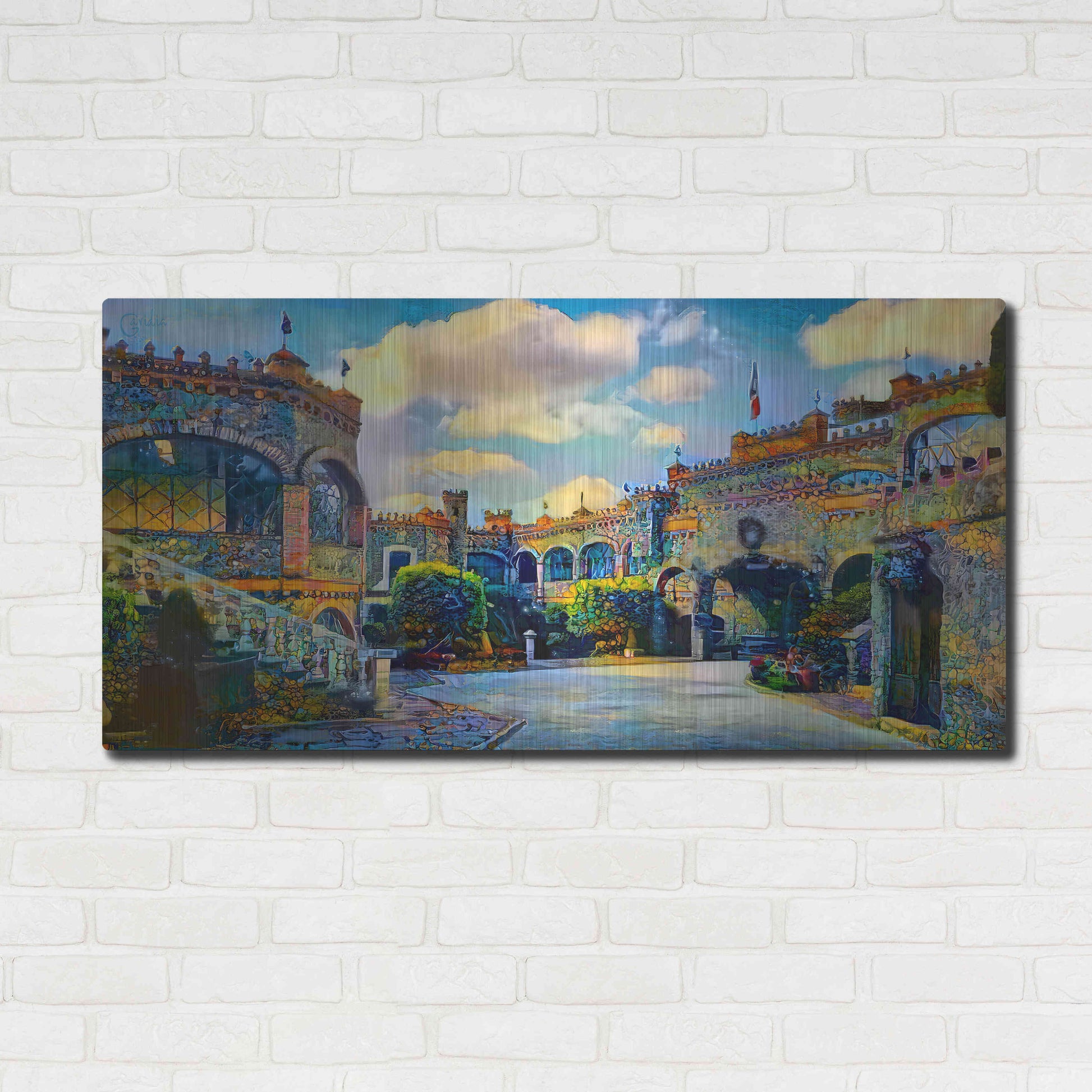 Luxe Metal Art 'Guanajuato Mexico Castillo de Santa Cecilia interior' by Pedro Gavidia, Metal Wall Art,48x24