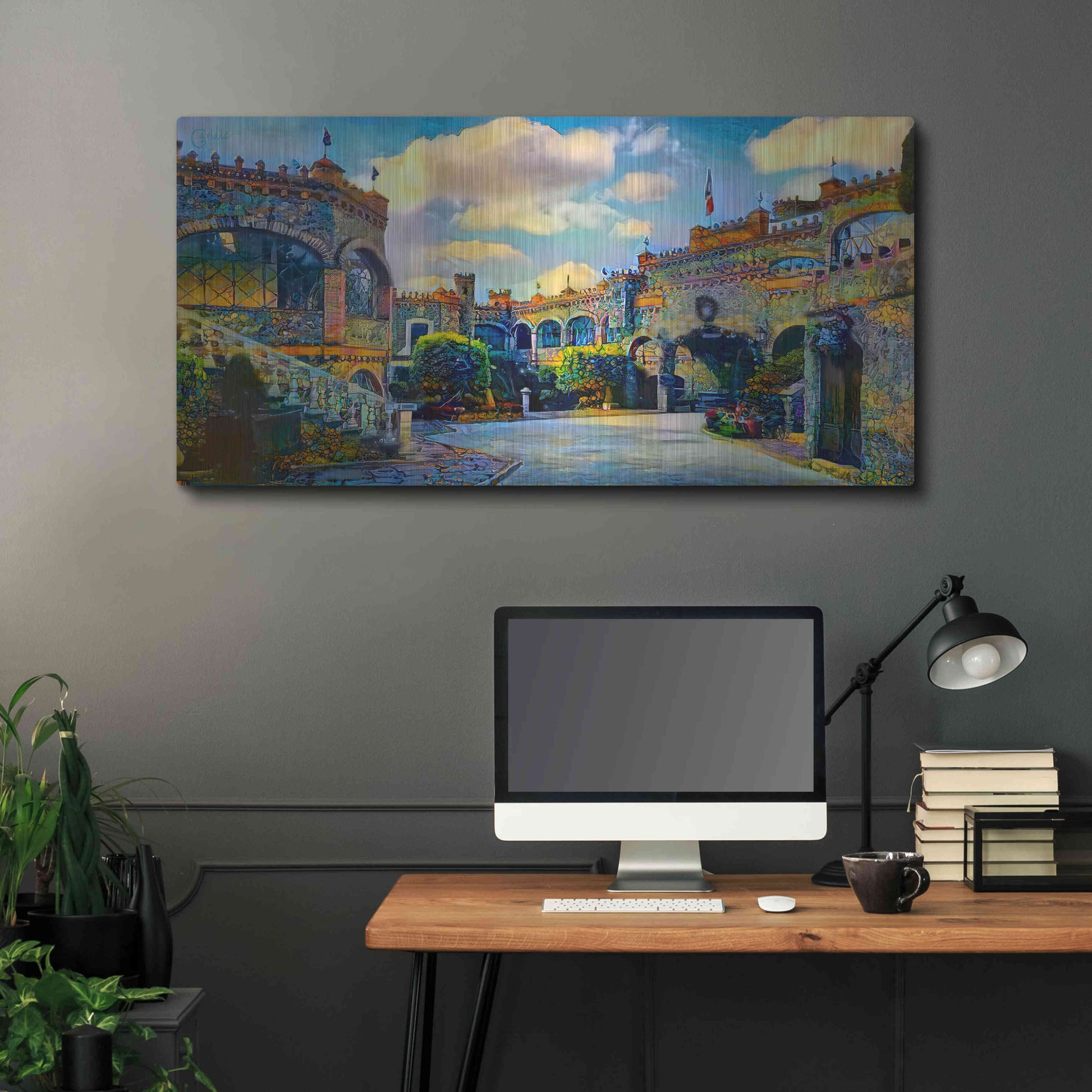 Luxe Metal Art 'Guanajuato Mexico Castillo de Santa Cecilia interior' by Pedro Gavidia, Metal Wall Art,48x24