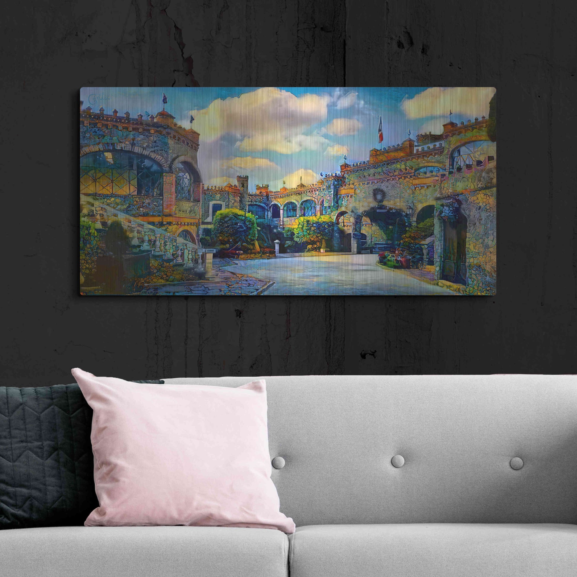 Luxe Metal Art 'Guanajuato Mexico Castillo de Santa Cecilia interior' by Pedro Gavidia, Metal Wall Art,48x24