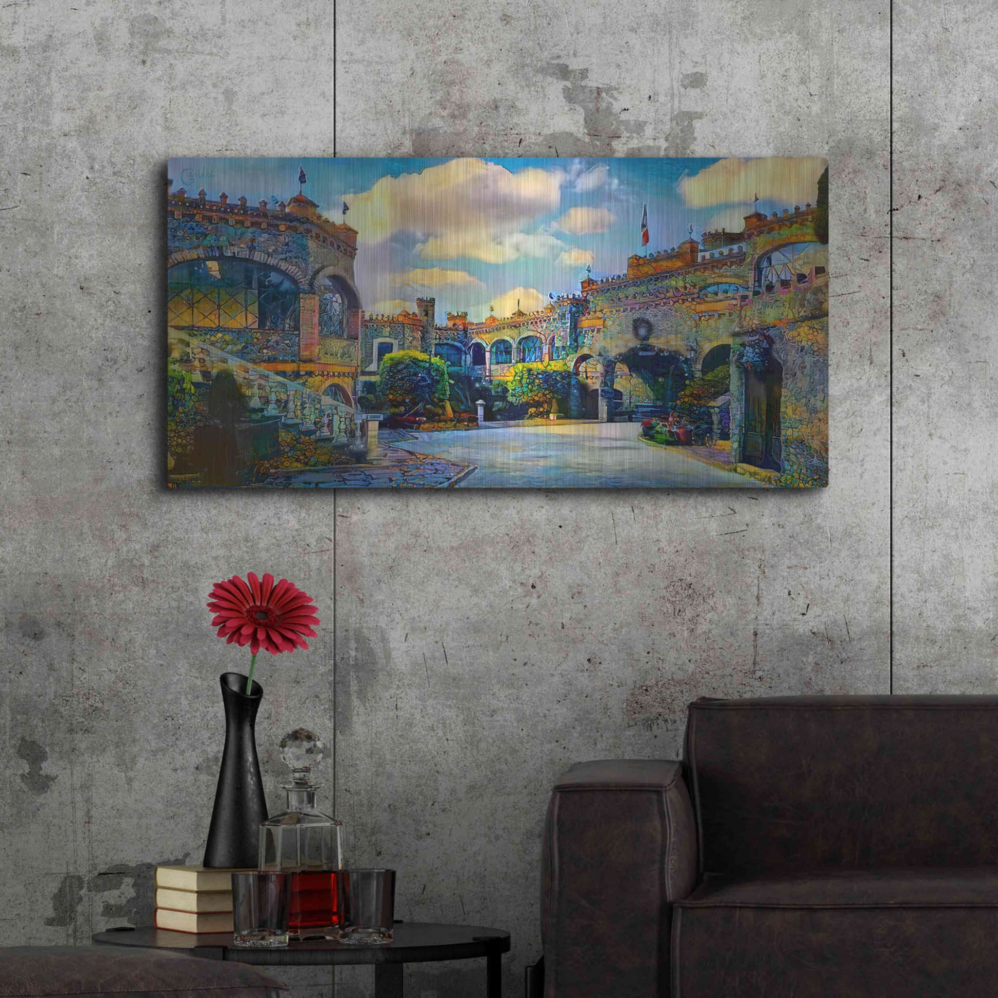 Luxe Metal Art 'Guanajuato Mexico Castillo de Santa Cecilia interior' by Pedro Gavidia, Metal Wall Art,48x24