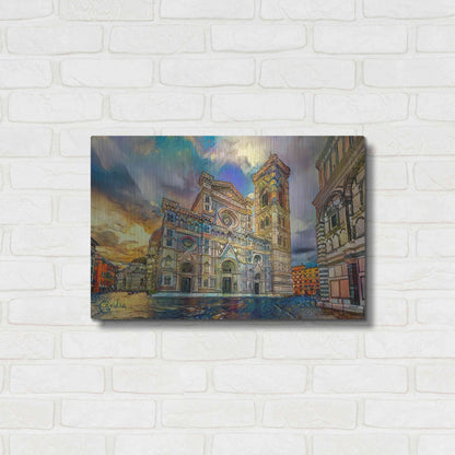 Luxe Metal Art 'Florence Italy Cathedral of Saint Mary of the Flower 2' by Pedro Gavidia, Metal Wall Art,24x16