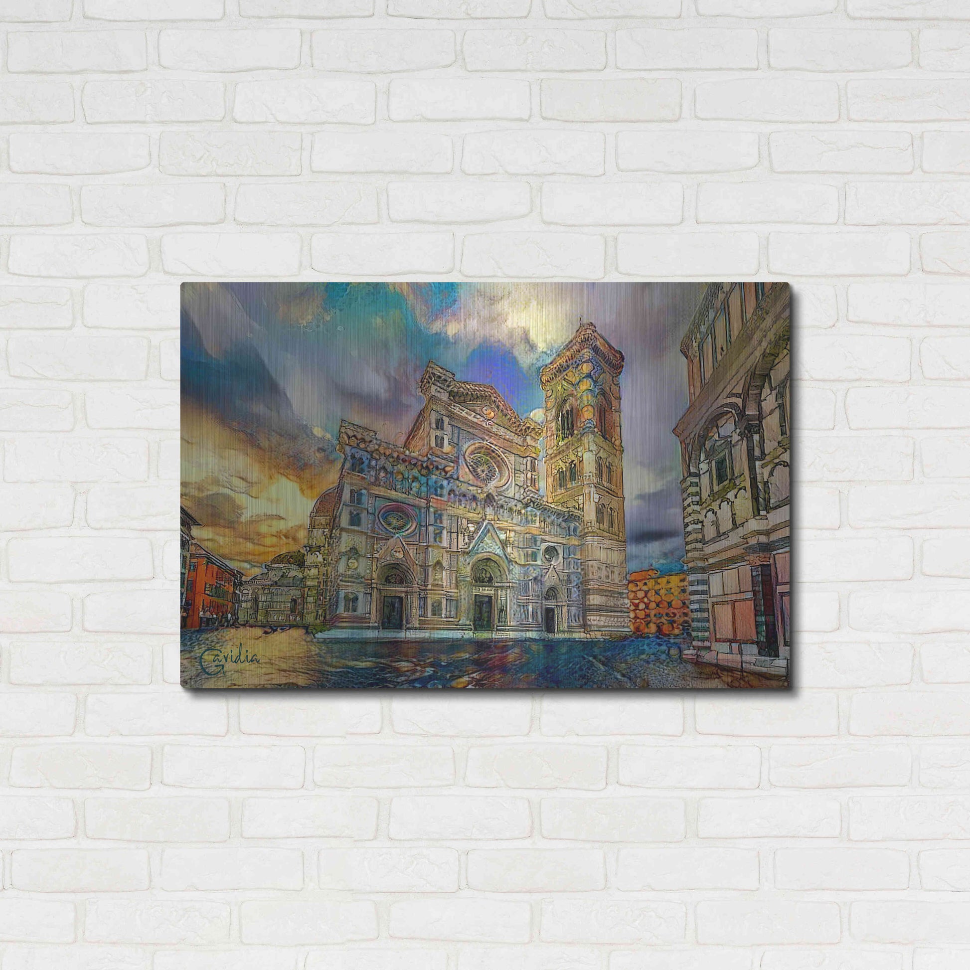 Luxe Metal Art 'Florence Italy Cathedral of Saint Mary of the Flower 2' by Pedro Gavidia, Metal Wall Art,36x24