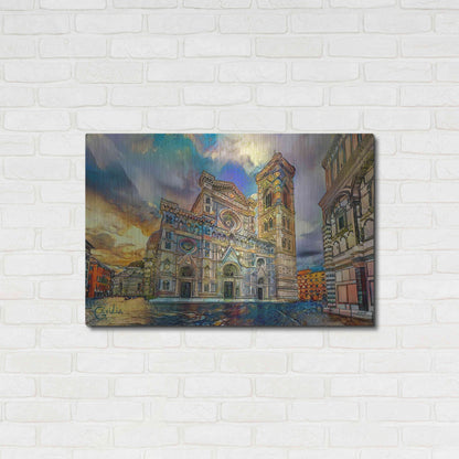 Luxe Metal Art 'Florence Italy Cathedral of Saint Mary of the Flower 2' by Pedro Gavidia, Metal Wall Art,36x24