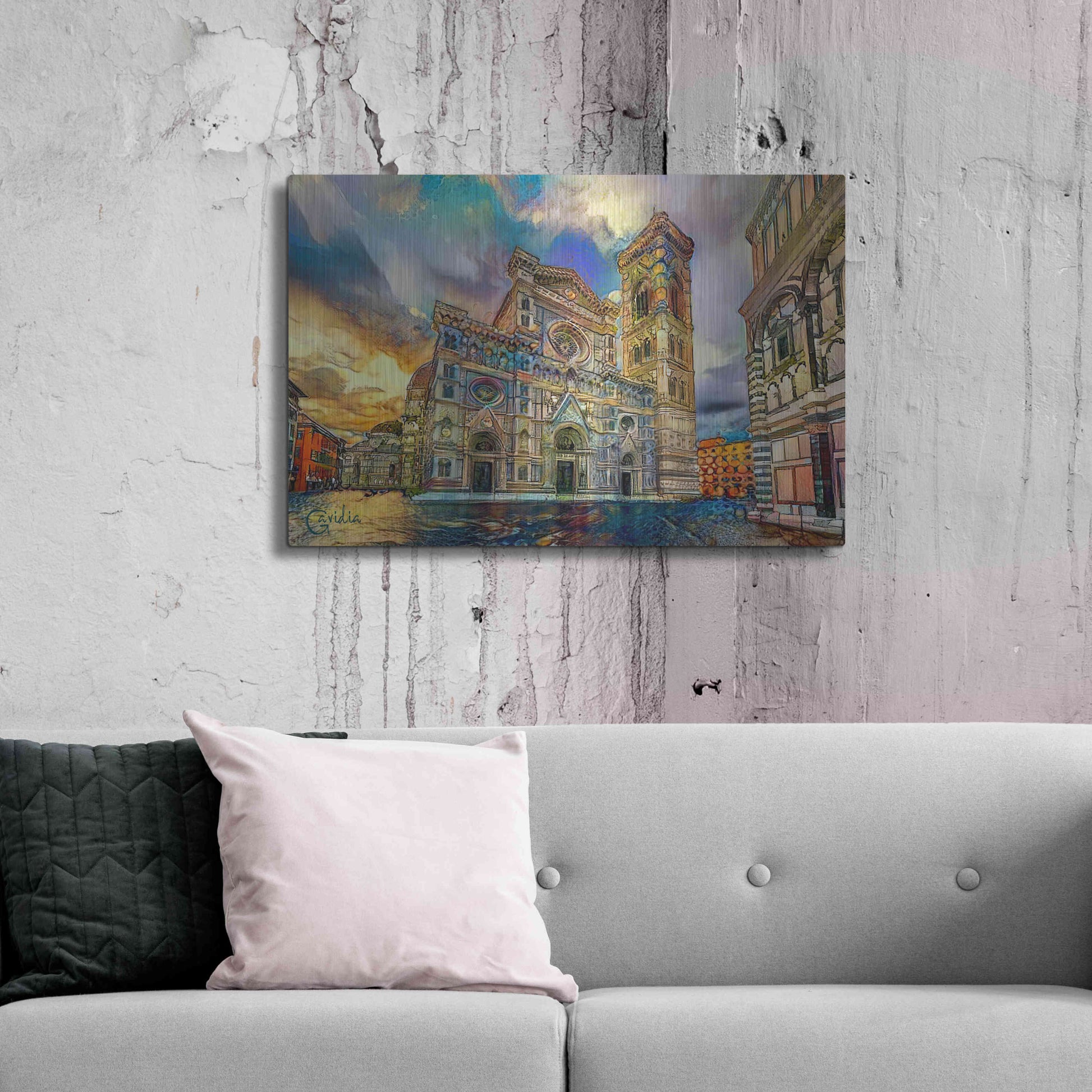 Luxe Metal Art 'Florence Italy Cathedral of Saint Mary of the Flower 2' by Pedro Gavidia, Metal Wall Art,36x24