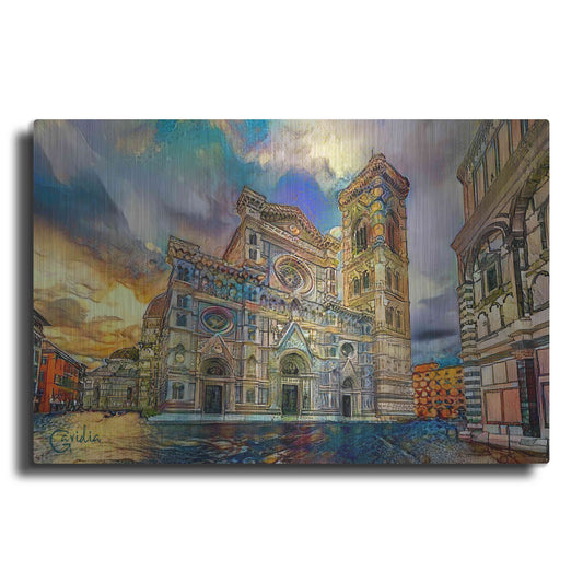 Luxe Metal Art 'Florence Italy Cathedral of Saint Mary of the Flower 2' by Pedro Gavidia, Metal Wall Art