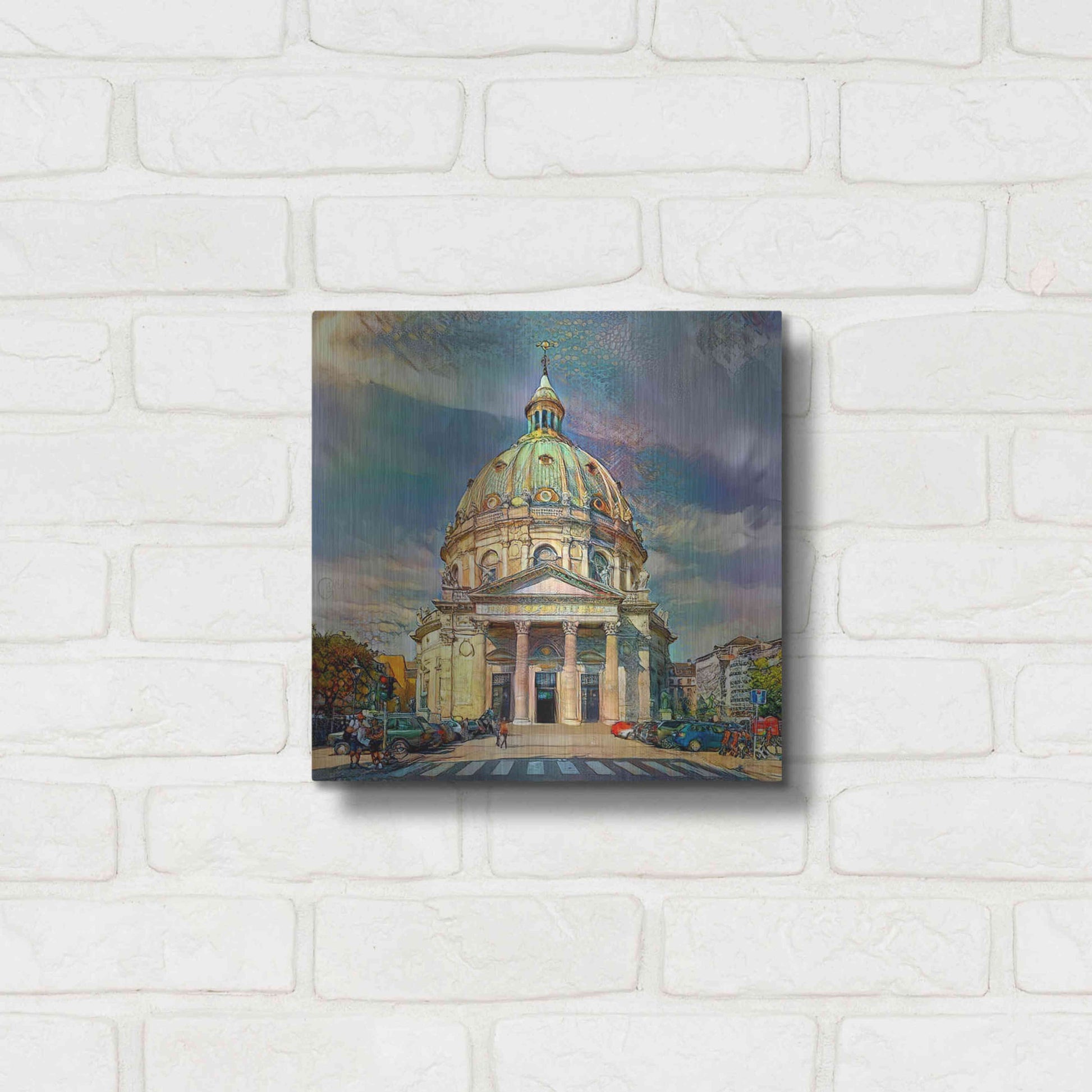 Luxe Metal Art 'Copenhagen Denmark Frederiks Church' by Pedro Gavidia, Metal Wall Art,12x12
