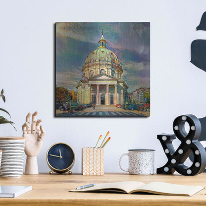 Luxe Metal Art 'Copenhagen Denmark Frederiks Church' by Pedro Gavidia, Metal Wall Art,12x12