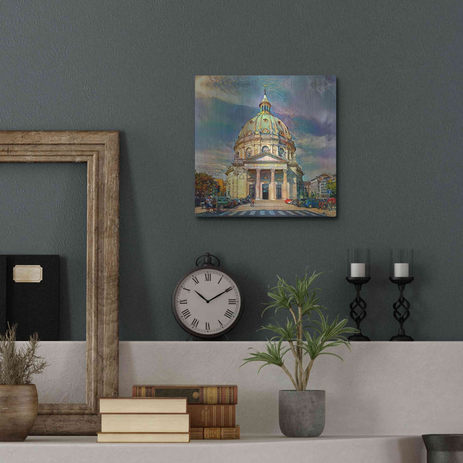 Luxe Metal Art 'Copenhagen Denmark Frederiks Church' by Pedro Gavidia, Metal Wall Art,12x12