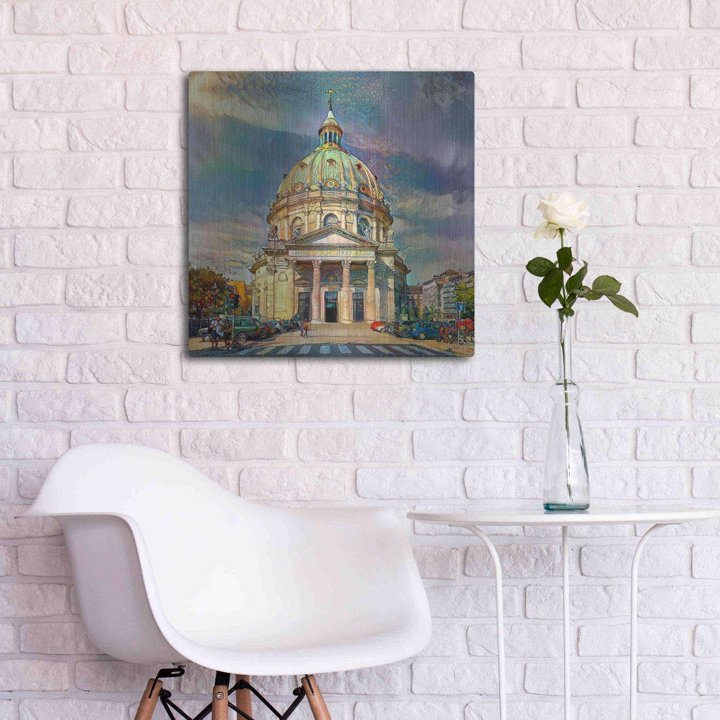 Luxe Metal Art 'Copenhagen Denmark Frederiks Church' by Pedro Gavidia, Metal Wall Art,24x24