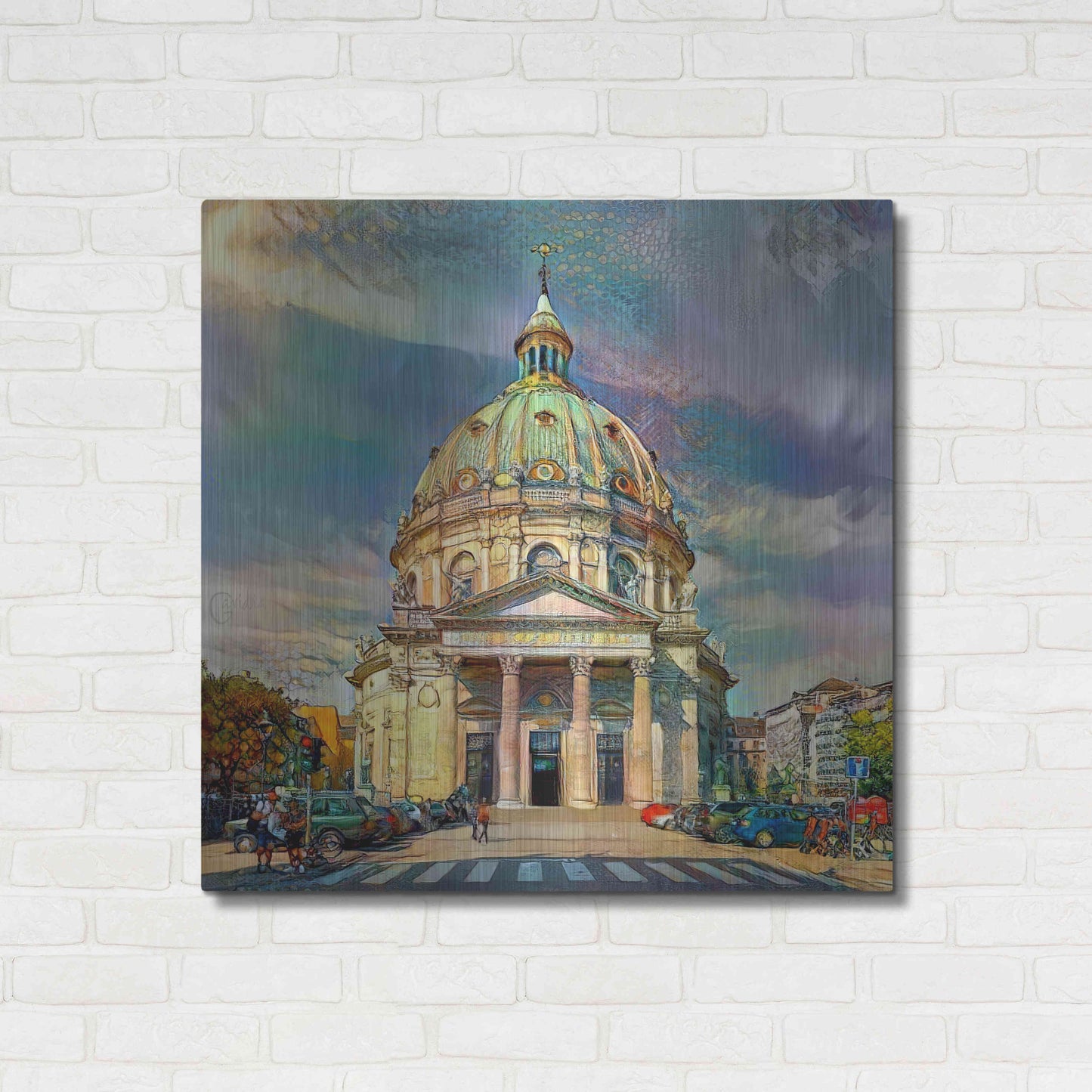 Luxe Metal Art 'Copenhagen Denmark Frederiks Church' by Pedro Gavidia, Metal Wall Art,36x36