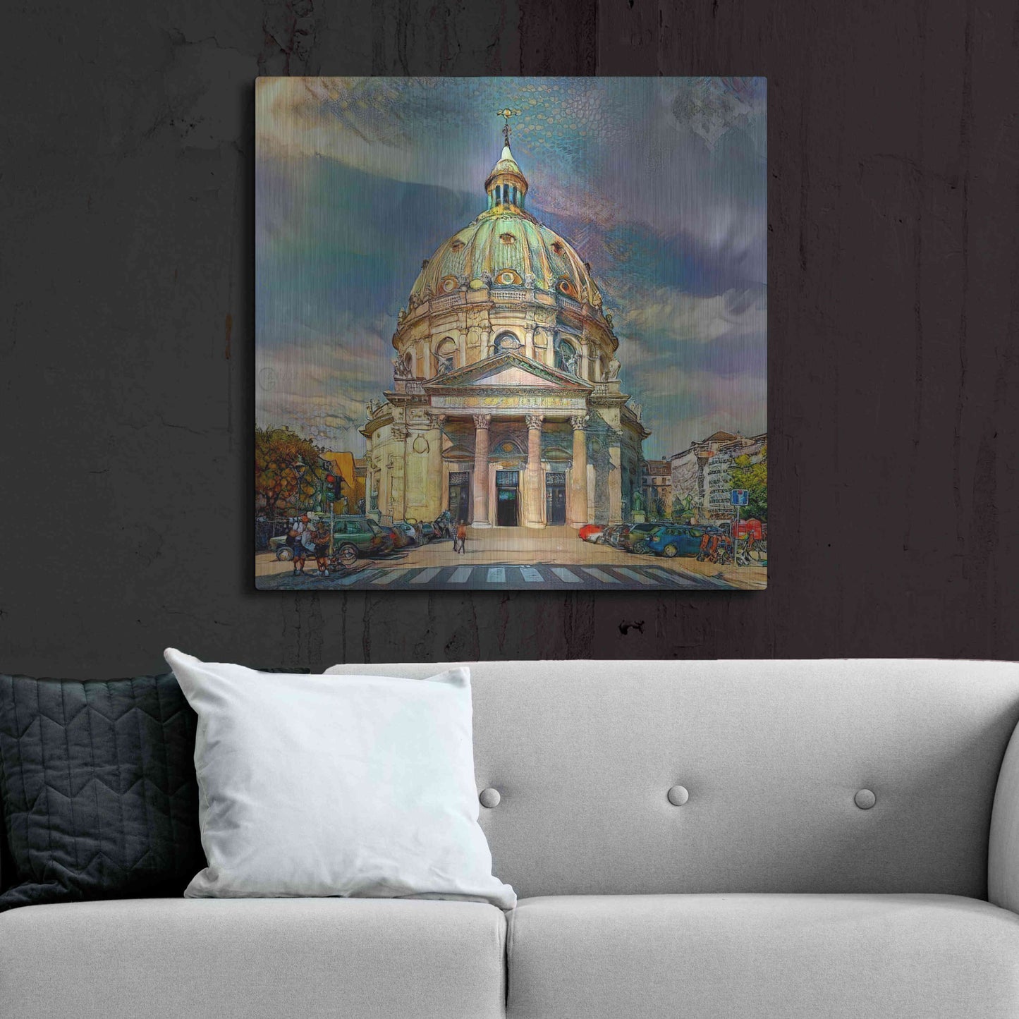 Luxe Metal Art 'Copenhagen Denmark Frederiks Church' by Pedro Gavidia, Metal Wall Art,36x36