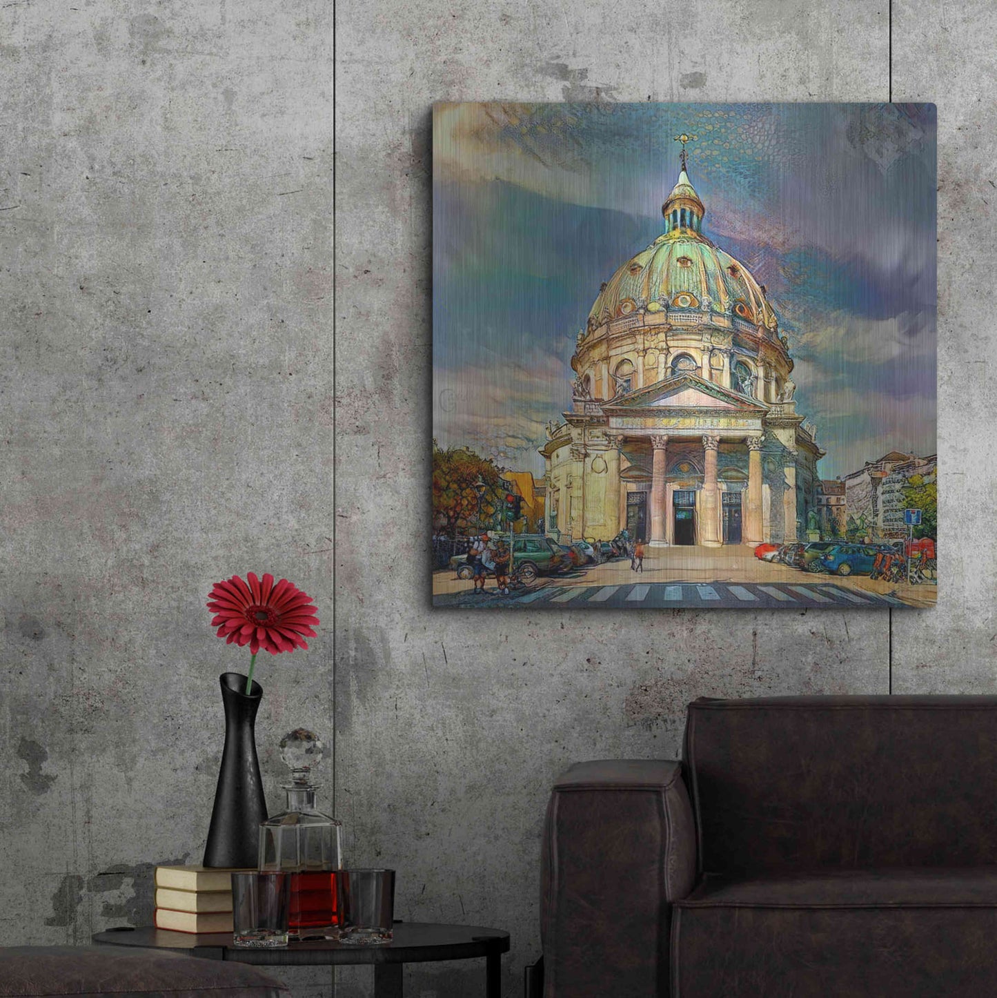 Luxe Metal Art 'Copenhagen Denmark Frederiks Church' by Pedro Gavidia, Metal Wall Art,36x36