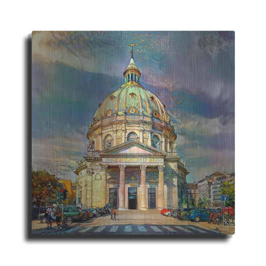 Luxe Metal Art 'Copenhagen Denmark Frederiks Church' by Pedro Gavidia, Metal Wall Art