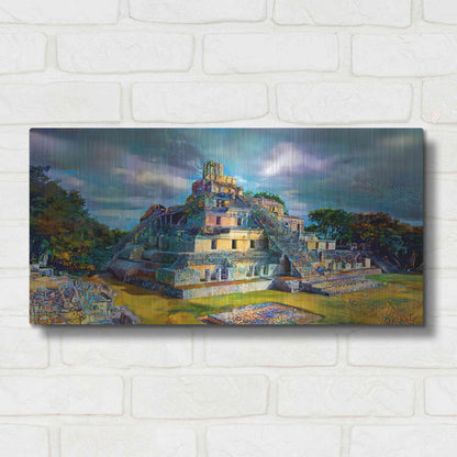 Luxe Metal Art 'Campeche Mexico Edzna Pyramid' by Pedro Gavidia, Metal Wall Art,24x12
