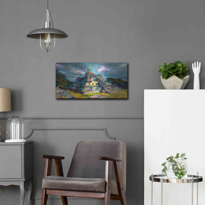 Luxe Metal Art 'Campeche Mexico Edzna Pyramid' by Pedro Gavidia, Metal Wall Art,24x12