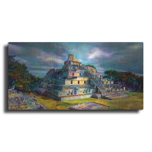 Luxe Metal Art 'Campeche Mexico Edzna Pyramid' by Pedro Gavidia, Metal Wall Art