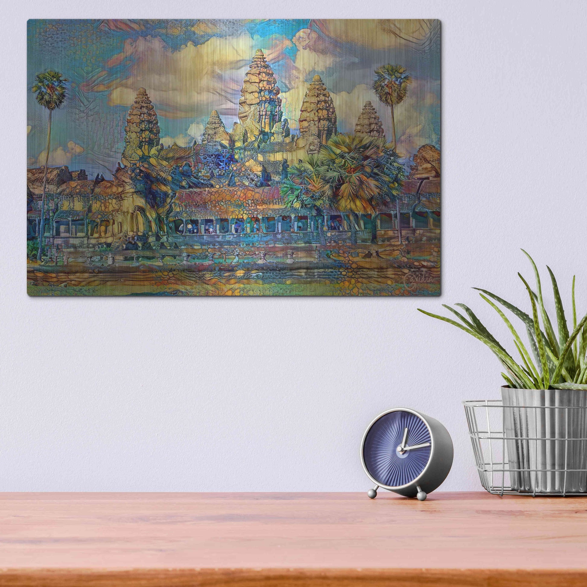 Luxe Metal Art 'Cambodia Angkor Wat' by Pedro Gavidia, Metal Wall Art,16x12