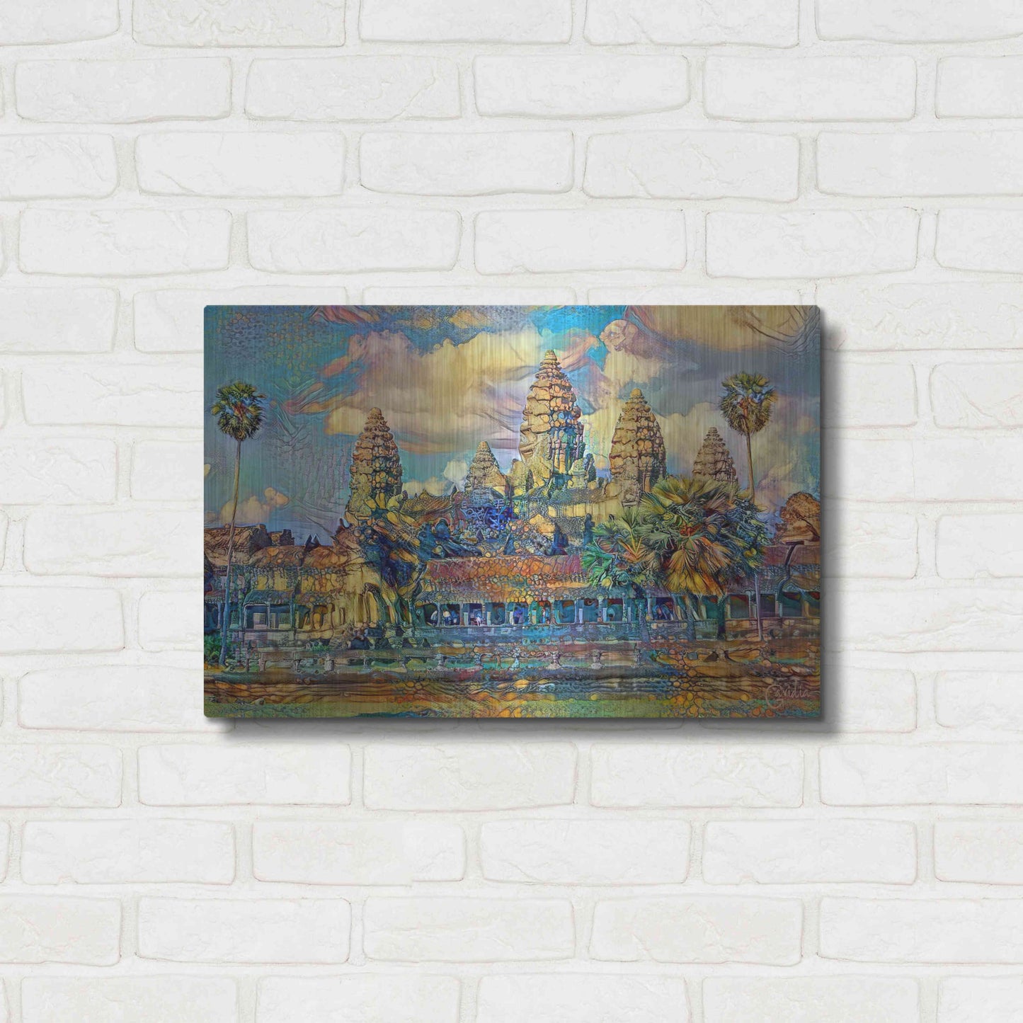Luxe Metal Art 'Cambodia Angkor Wat' by Pedro Gavidia, Metal Wall Art,24x16