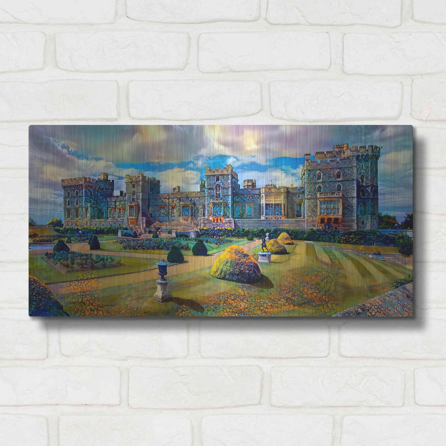 Luxe Metal Art 'Berkshire England Windsor Castle' by Pedro Gavidia, Metal Wall Art,24x12