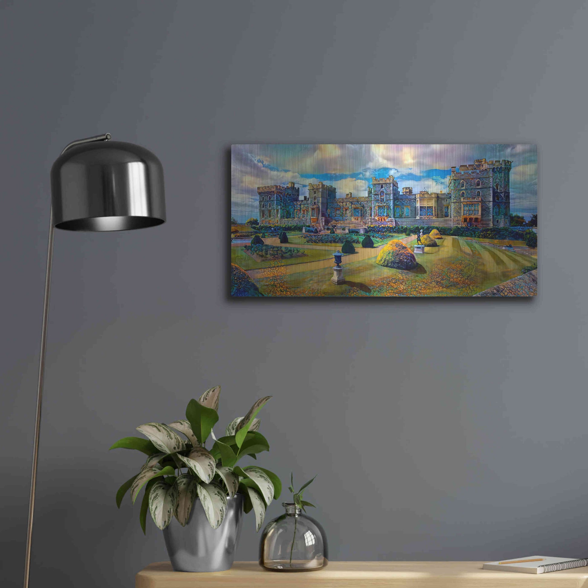 Luxe Metal Art 'Berkshire England Windsor Castle' by Pedro Gavidia, Metal Wall Art,24x12