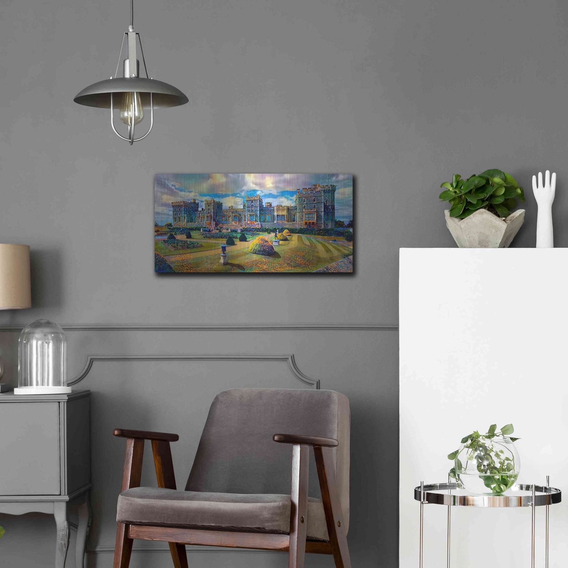 Luxe Metal Art 'Berkshire England Windsor Castle' by Pedro Gavidia, Metal Wall Art,24x12