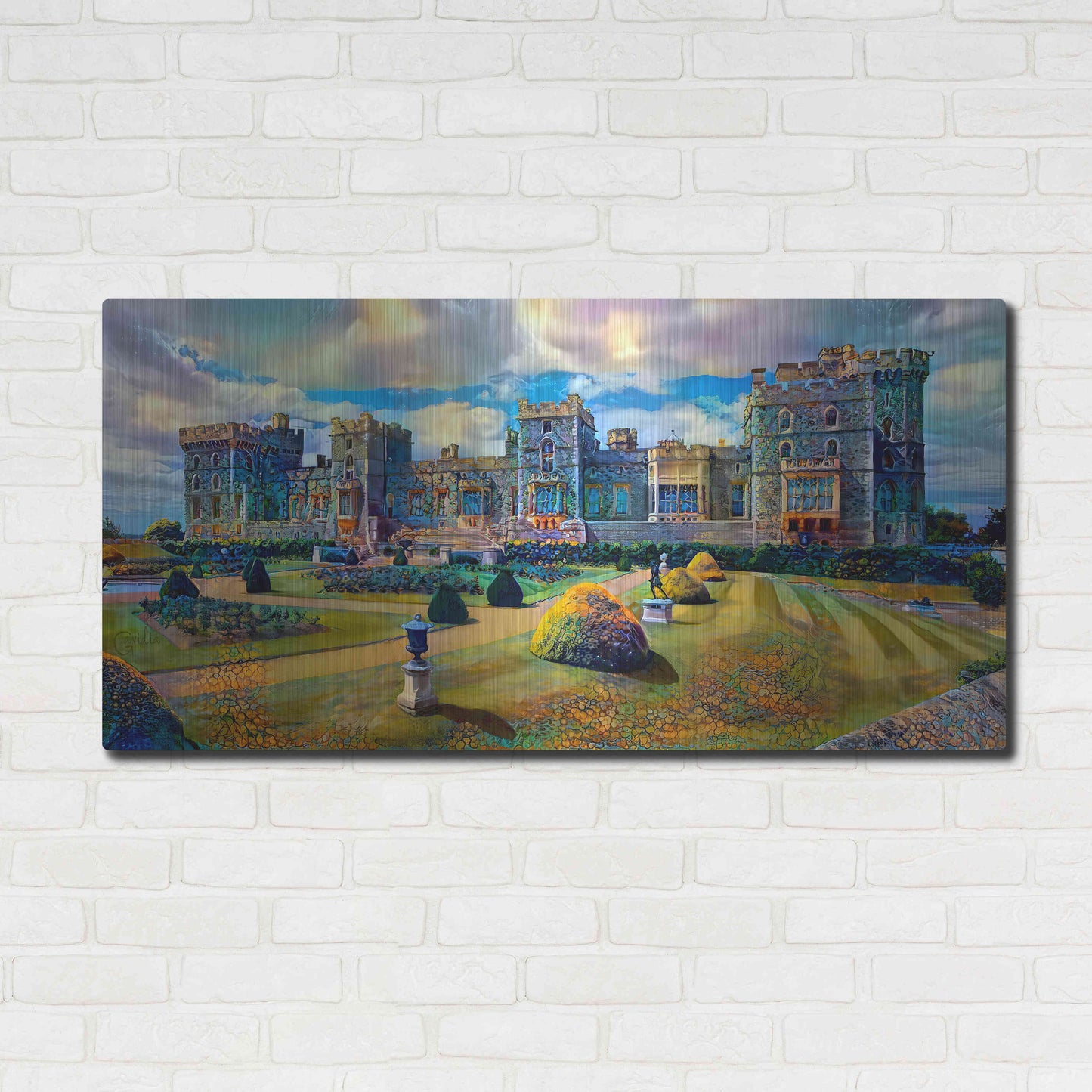 Luxe Metal Art 'Berkshire England Windsor Castle' by Pedro Gavidia, Metal Wall Art,48x24