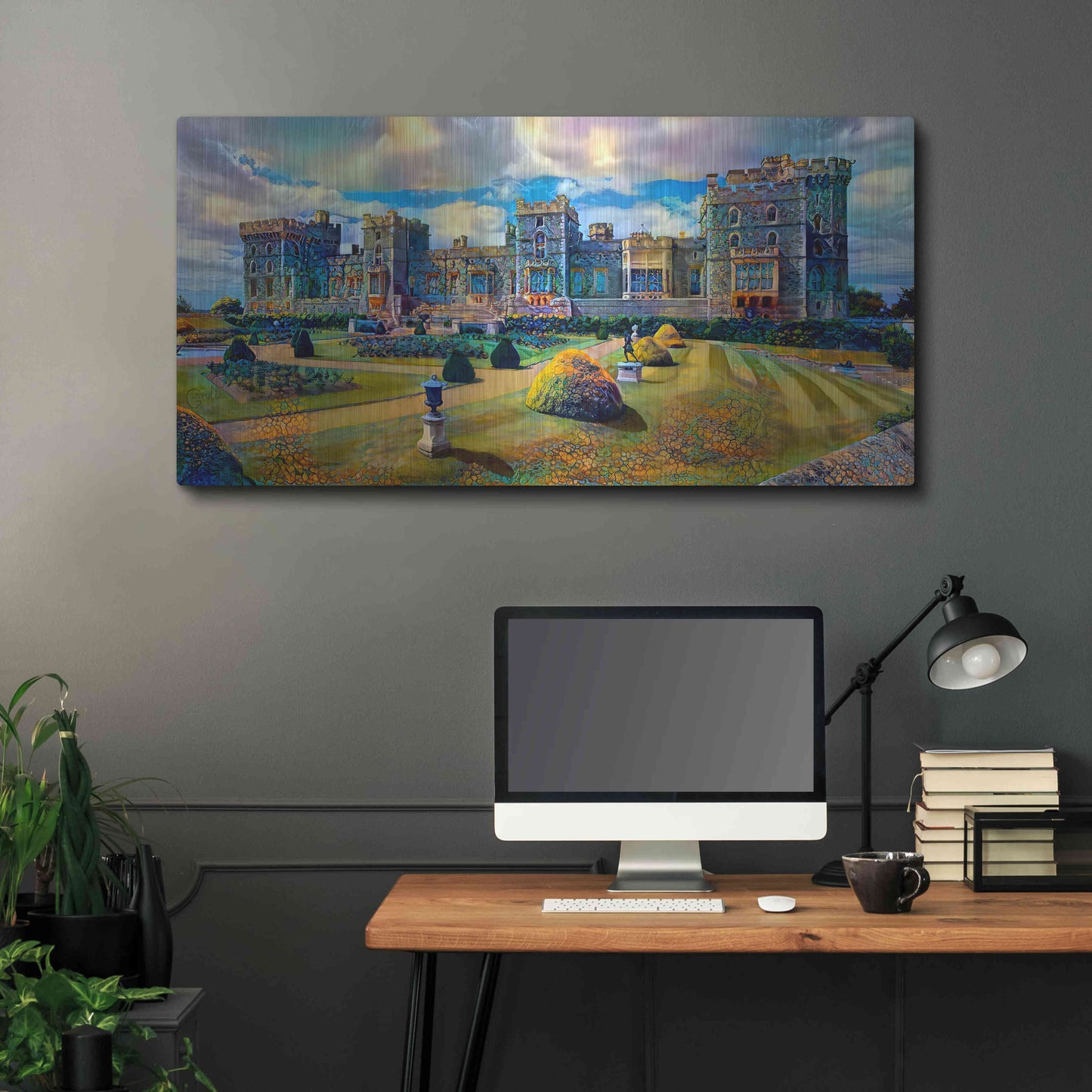 Luxe Metal Art 'Berkshire England Windsor Castle' by Pedro Gavidia, Metal Wall Art,48x24