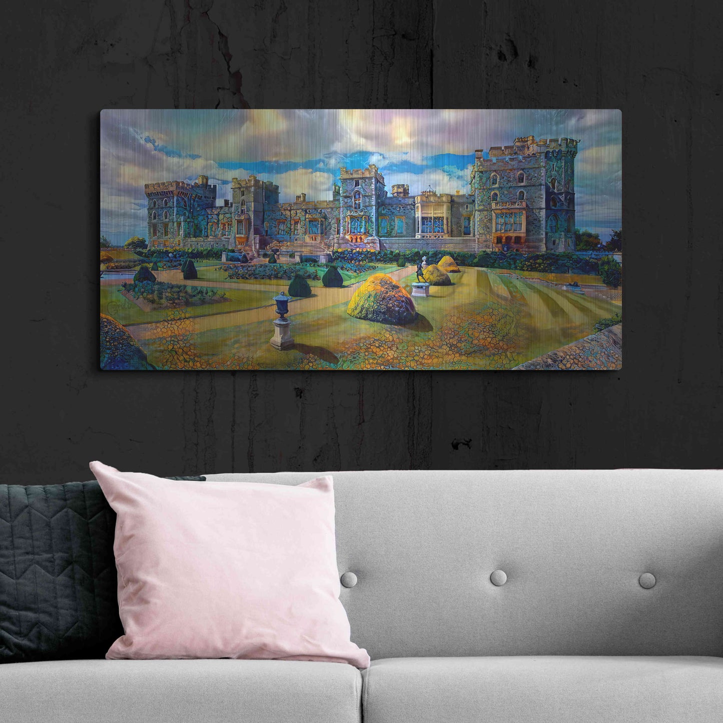 Luxe Metal Art 'Berkshire England Windsor Castle' by Pedro Gavidia, Metal Wall Art,48x24