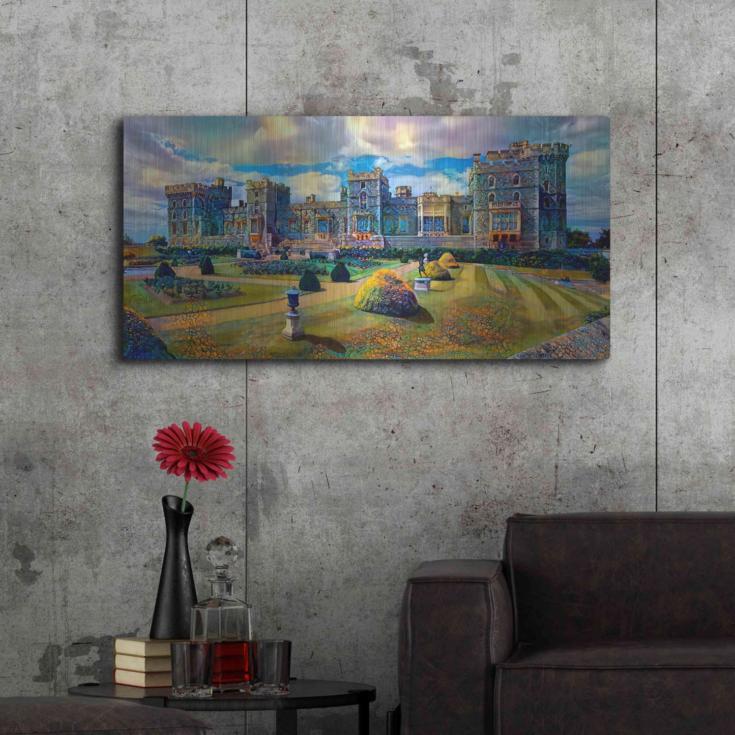 Luxe Metal Art 'Berkshire England Windsor Castle' by Pedro Gavidia, Metal Wall Art,48x24