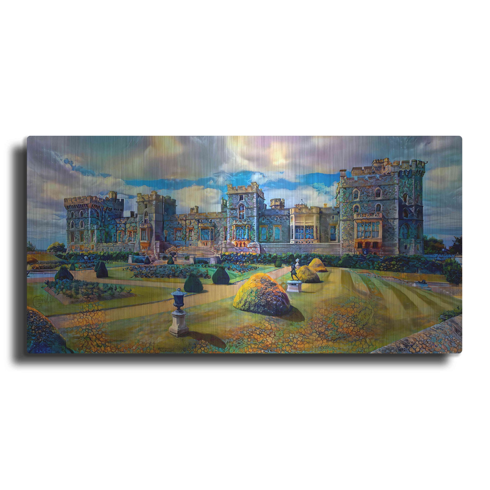 Luxe Metal Art 'Berkshire England Windsor Castle' by Pedro Gavidia, Metal Wall Art