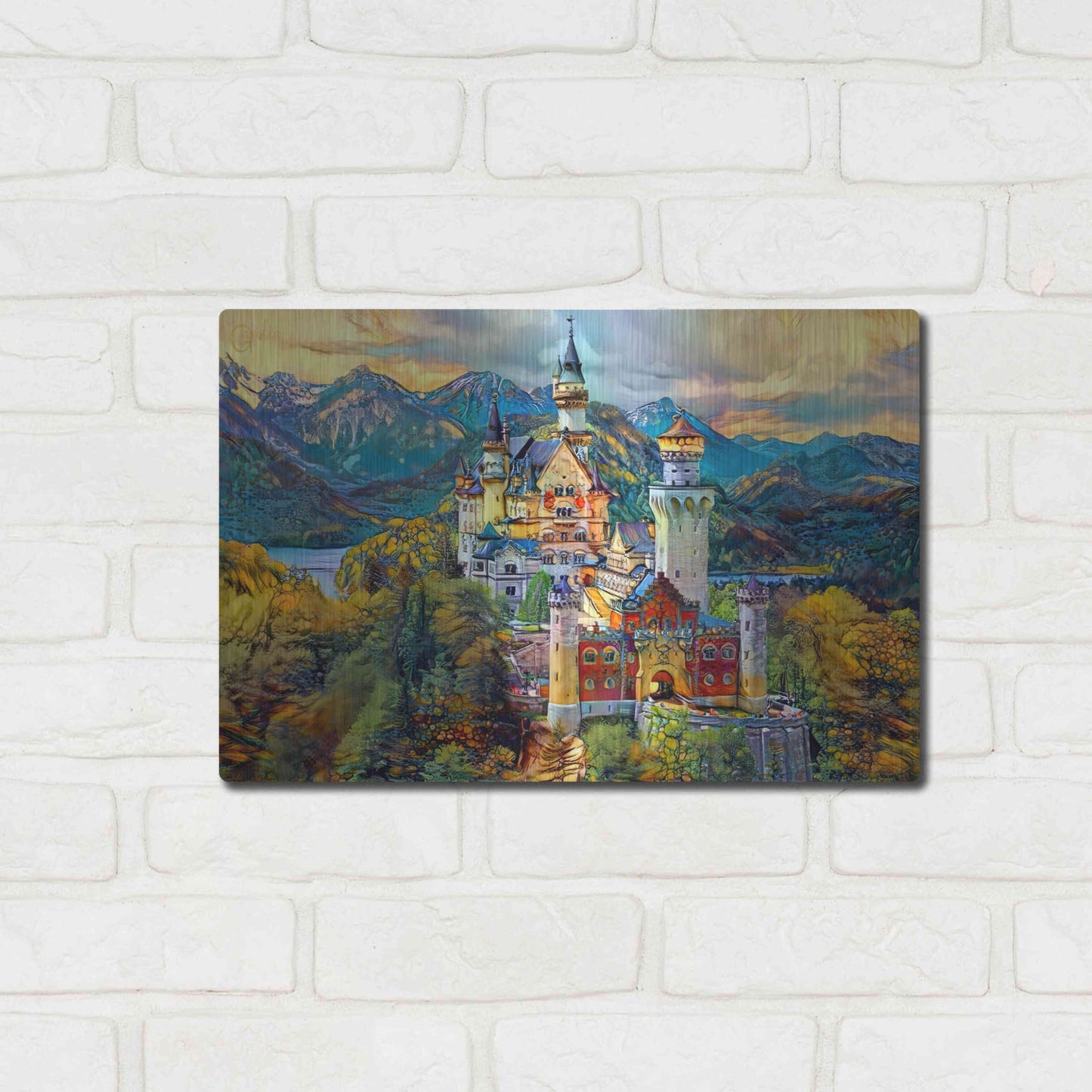 Luxe Metal Art 'Baviera Fussen Germany Neuschwanstein castle' by Pedro Gavidia, Metal Wall Art,16x12