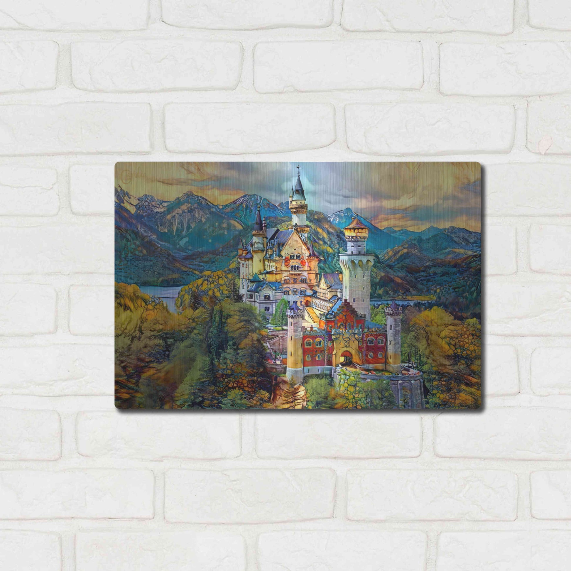 Luxe Metal Art 'Baviera Fussen Germany Neuschwanstein castle' by Pedro Gavidia, Metal Wall Art,16x12