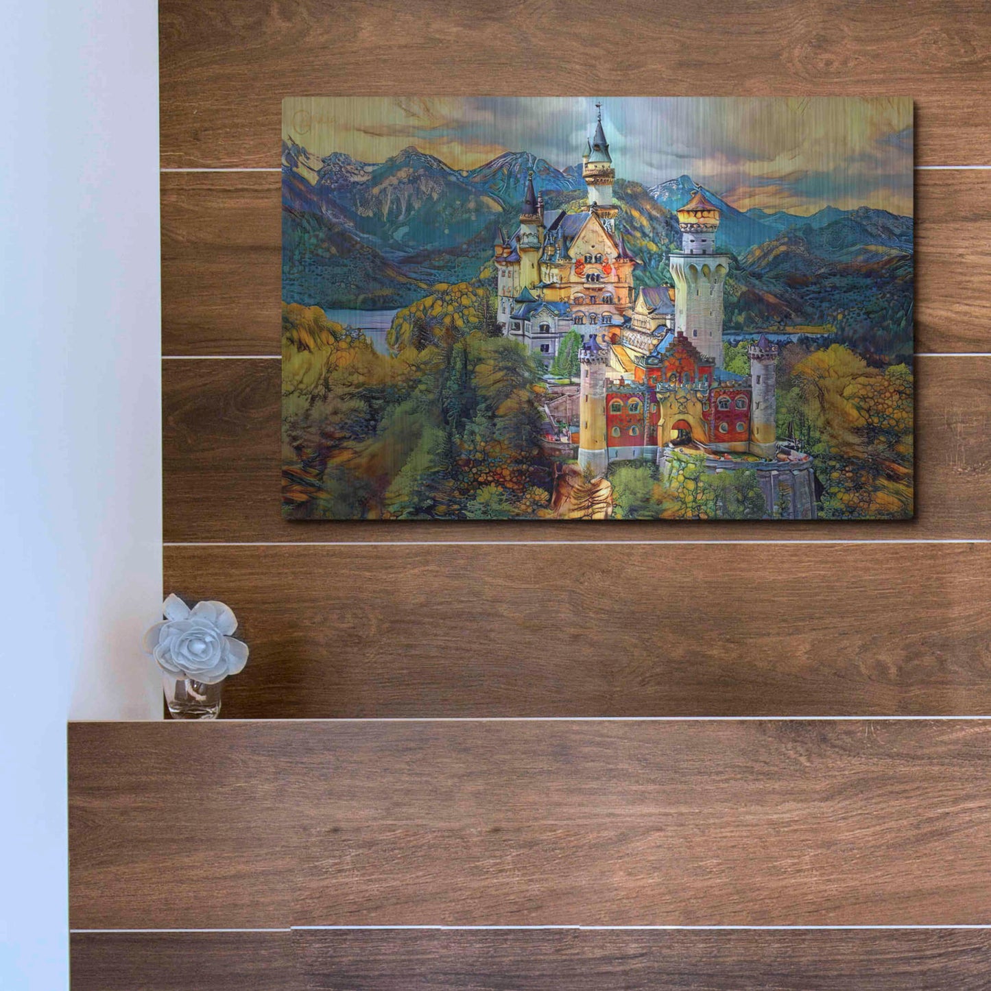 Luxe Metal Art 'Baviera Fussen Germany Neuschwanstein castle' by Pedro Gavidia, Metal Wall Art,16x12