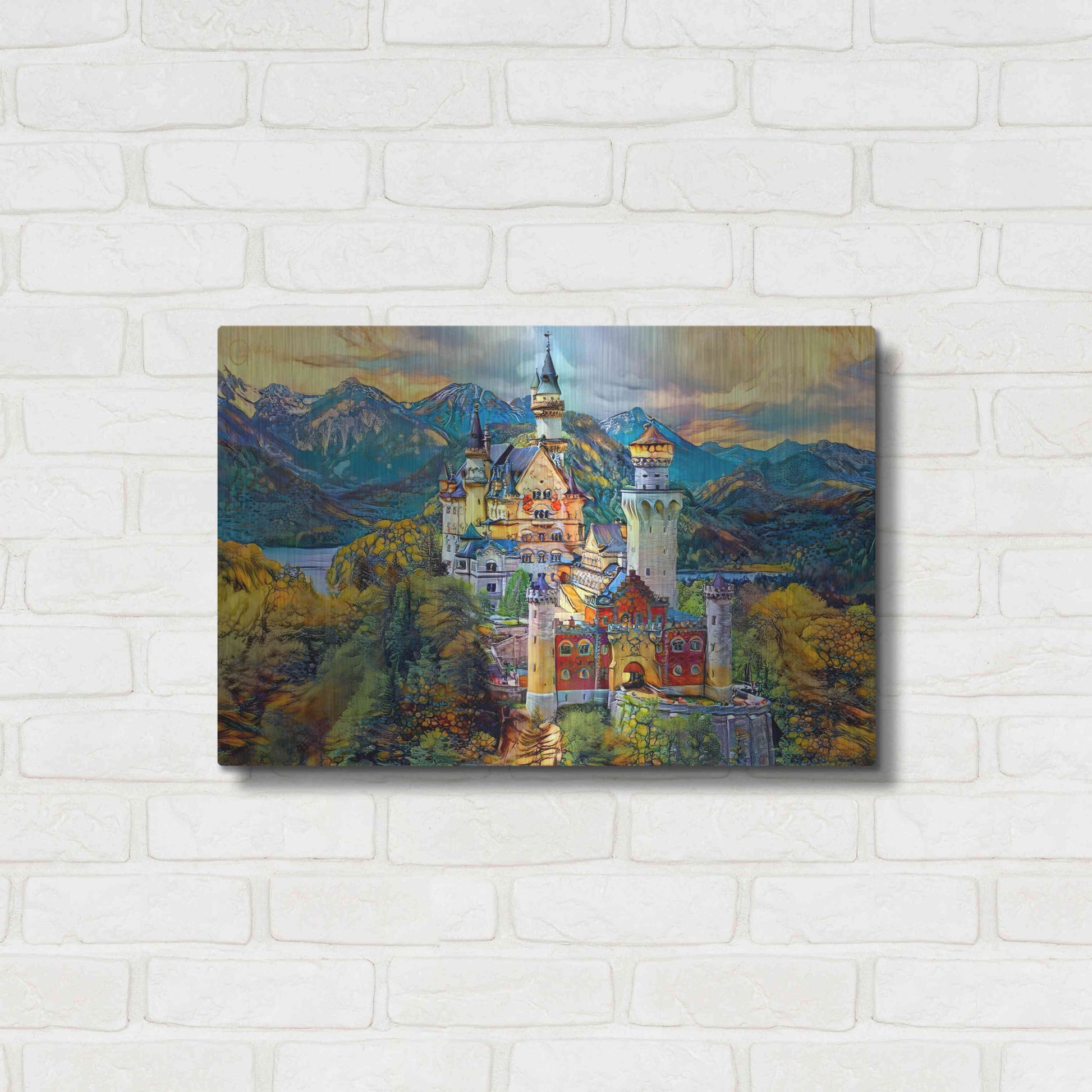 Luxe Metal Art 'Baviera Fussen Germany Neuschwanstein castle' by Pedro Gavidia, Metal Wall Art,24x16