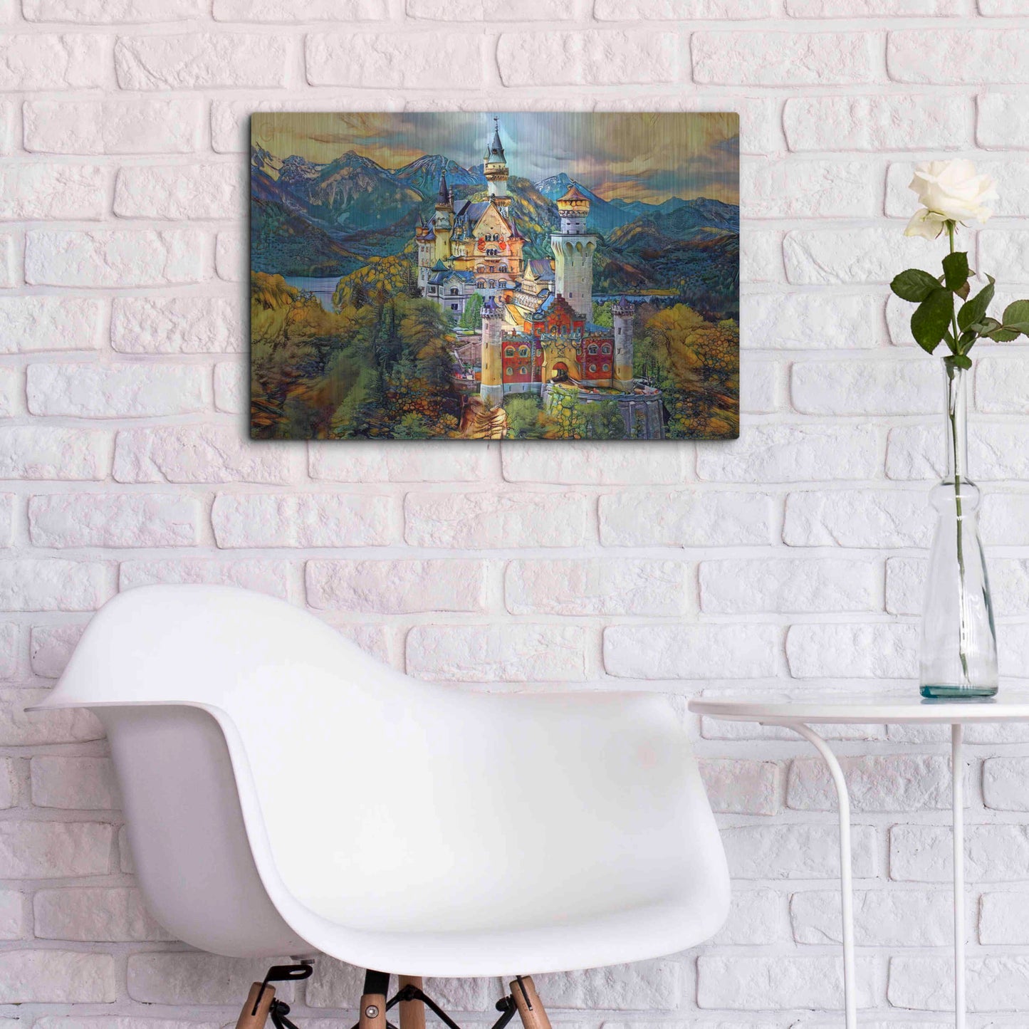 Luxe Metal Art 'Baviera Fussen Germany Neuschwanstein castle' by Pedro Gavidia, Metal Wall Art,24x16