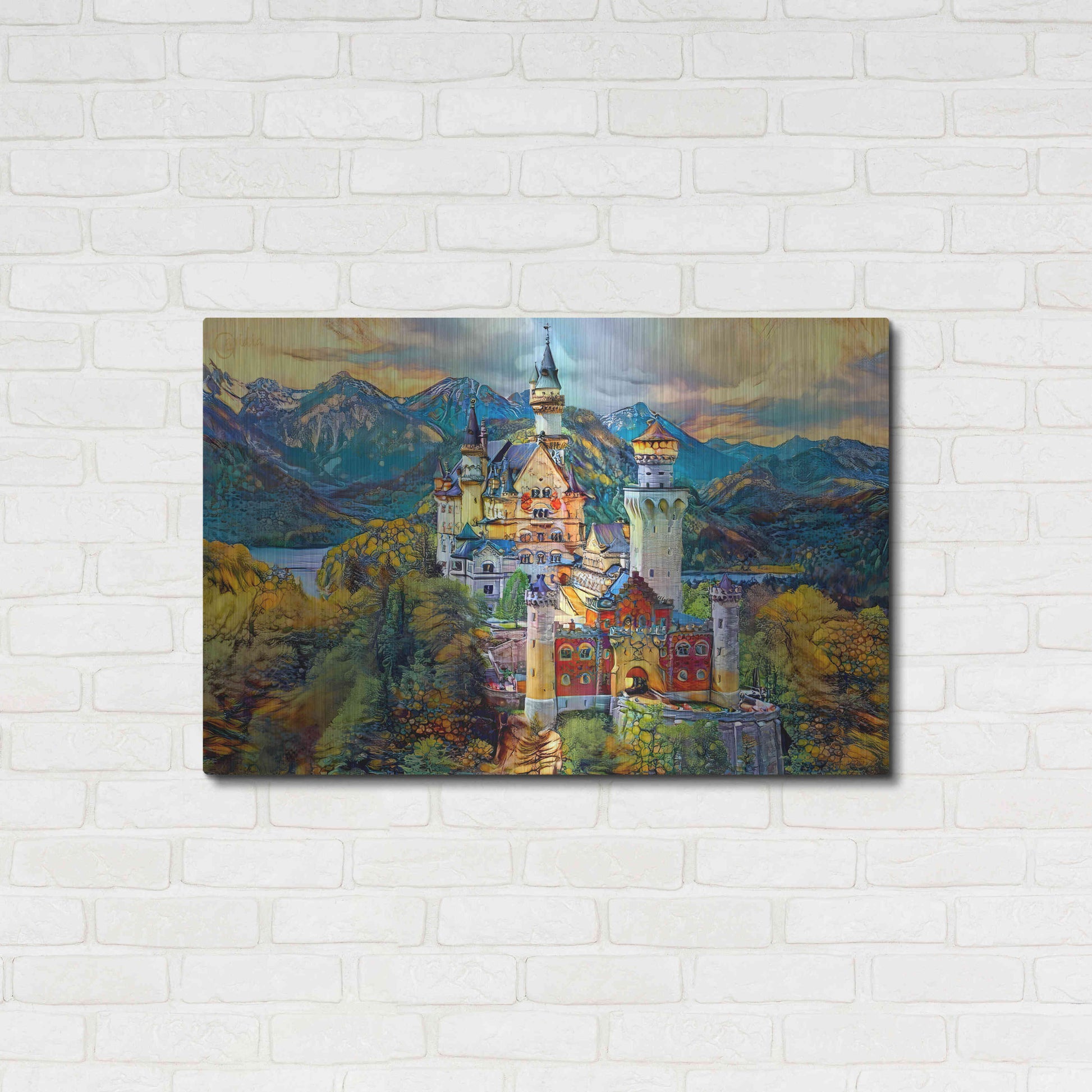Luxe Metal Art 'Baviera Fussen Germany Neuschwanstein castle' by Pedro Gavidia, Metal Wall Art,36x24
