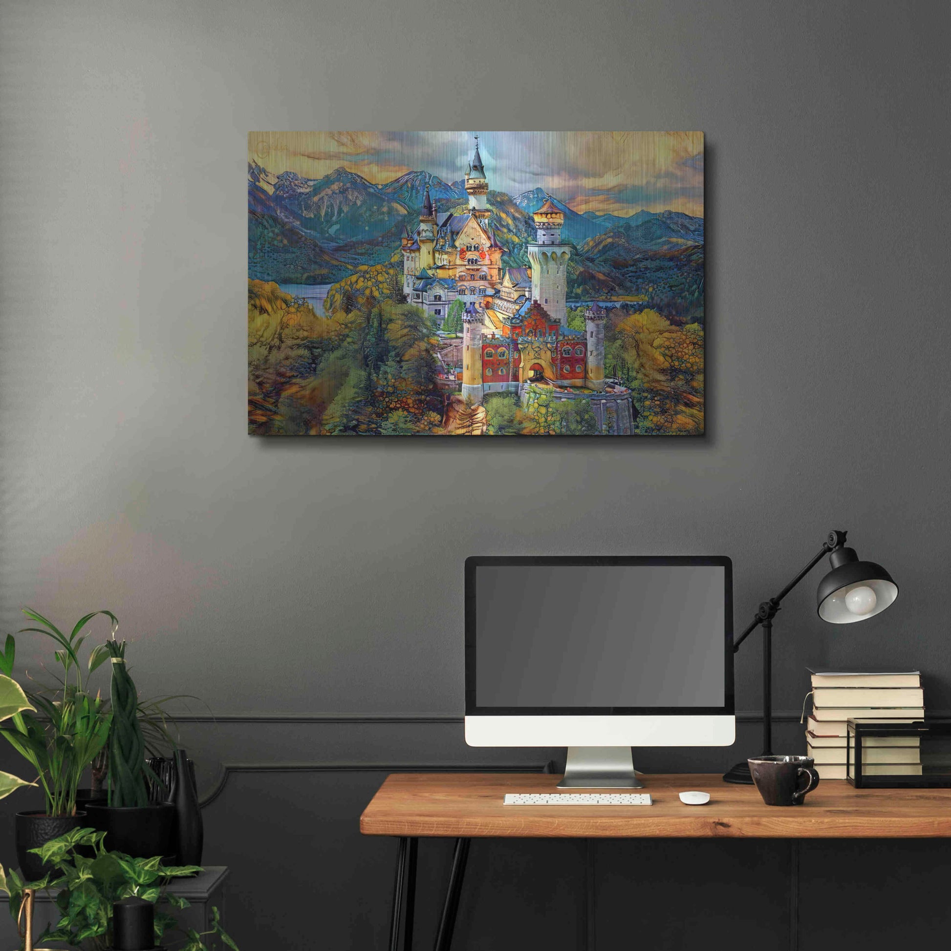 Luxe Metal Art 'Baviera Fussen Germany Neuschwanstein castle' by Pedro Gavidia, Metal Wall Art,36x24
