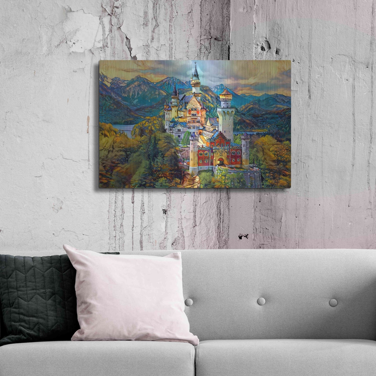 Luxe Metal Art 'Baviera Fussen Germany Neuschwanstein castle' by Pedro Gavidia, Metal Wall Art,36x24