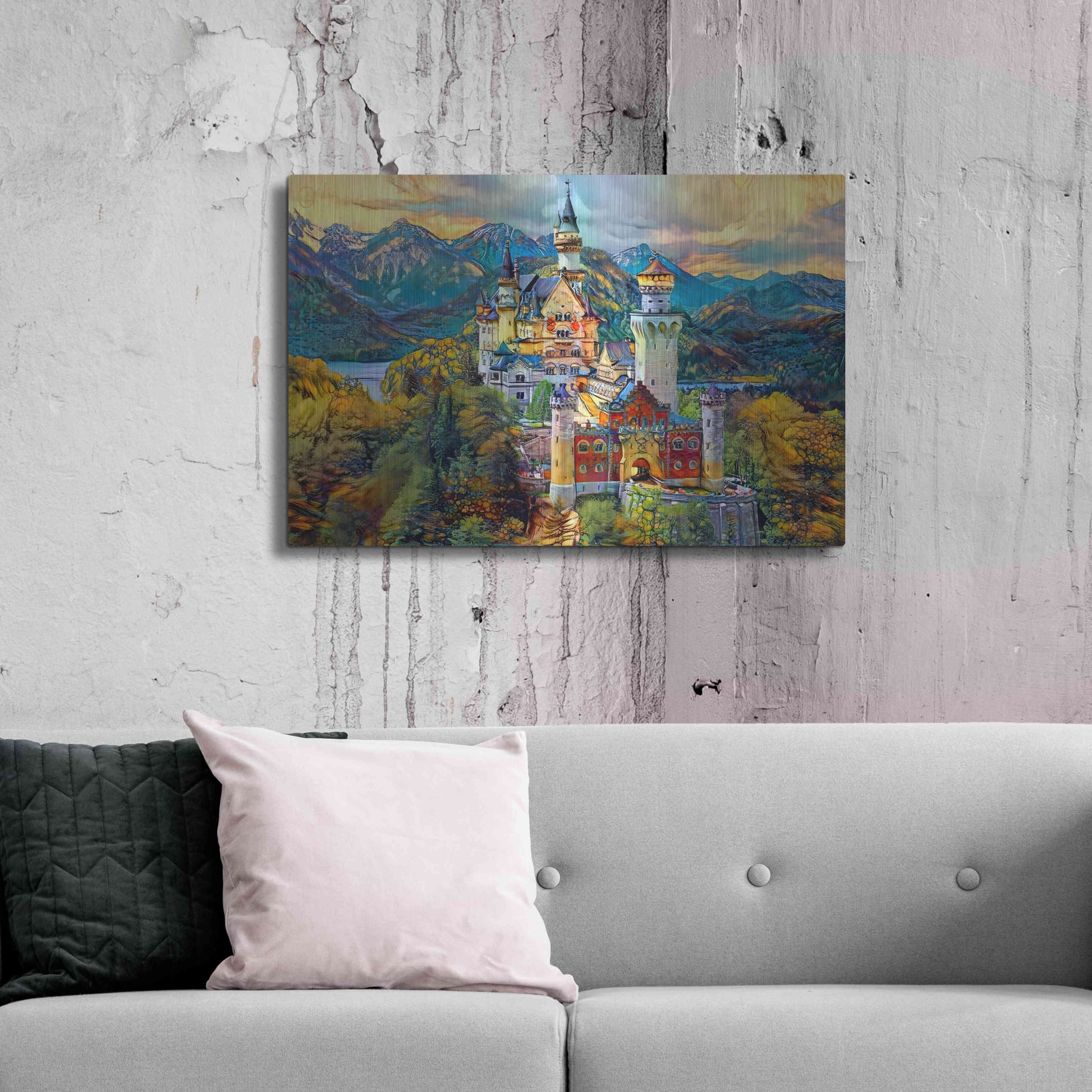 Luxe Metal Art 'Baviera Fussen Germany Neuschwanstein castle' by Pedro Gavidia, Metal Wall Art,36x24