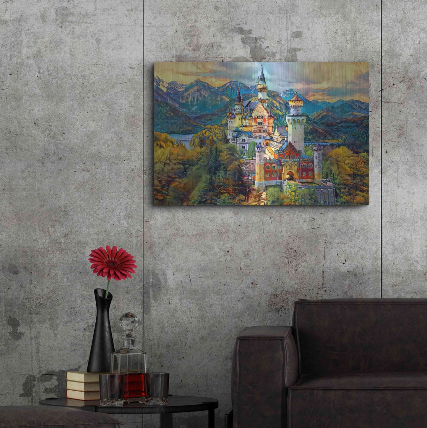 Luxe Metal Art 'Baviera Fussen Germany Neuschwanstein castle' by Pedro Gavidia, Metal Wall Art,36x24
