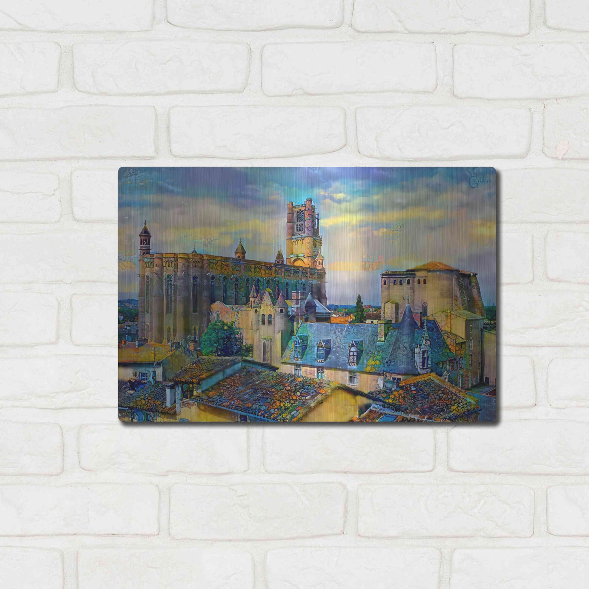 Luxe Metal Art 'Albi France Cathedral Basilica of Saint Cecilia' by Pedro Gavidia, Metal Wall Art,16x12
