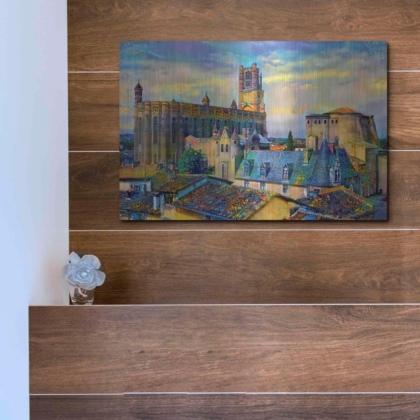 Luxe Metal Art 'Albi France Cathedral Basilica of Saint Cecilia' by Pedro Gavidia, Metal Wall Art,16x12