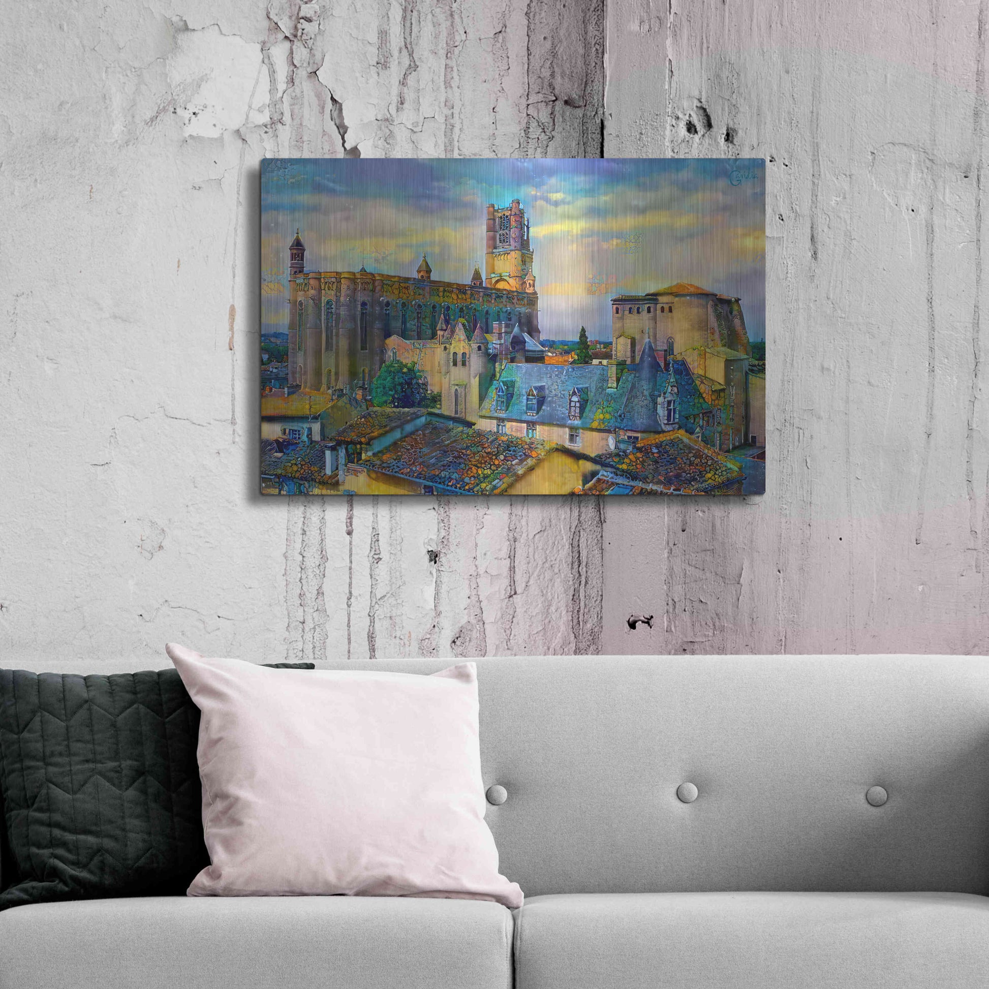 Luxe Metal Art 'Albi France Cathedral Basilica of Saint Cecilia' by Pedro Gavidia, Metal Wall Art,36x24